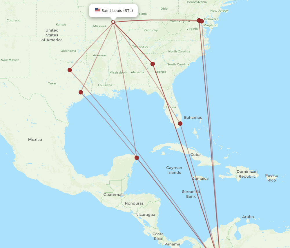 STL-BOG flight routes