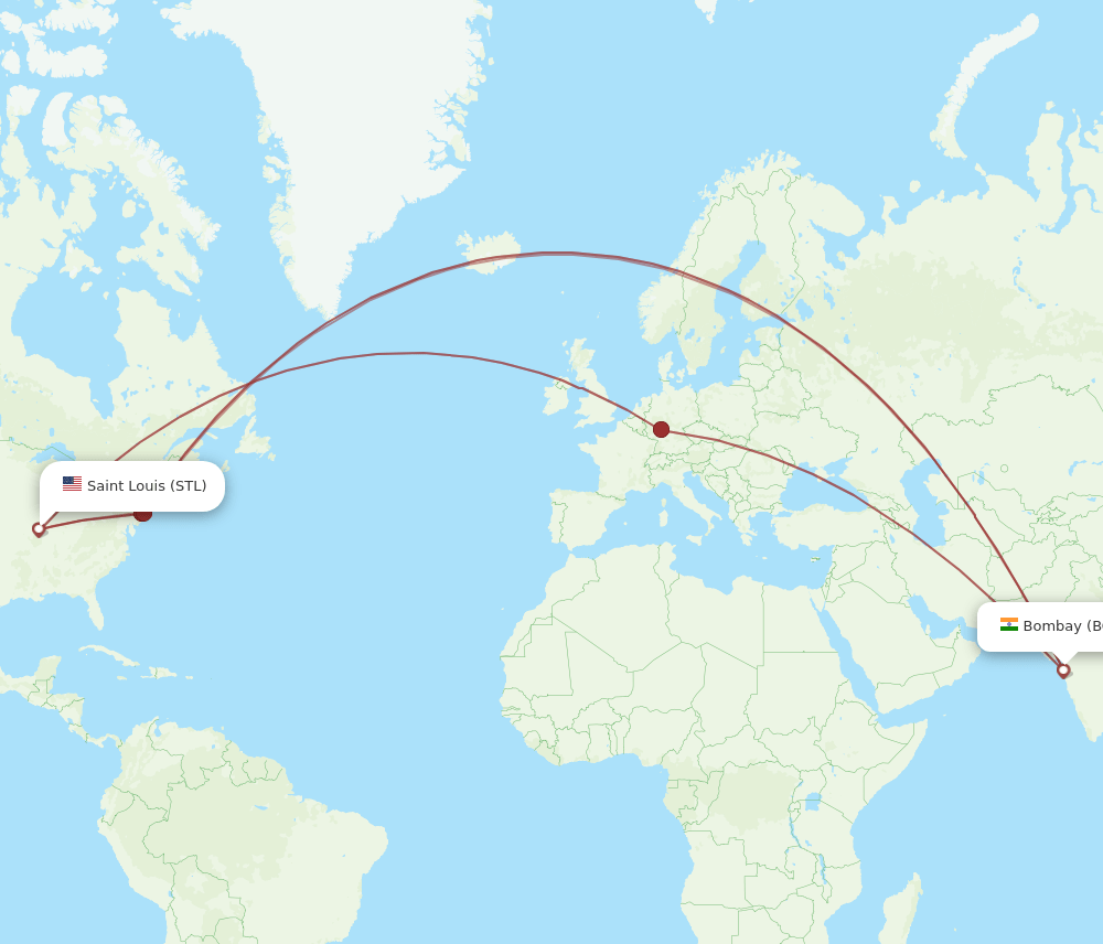 STL-BOM flight routes