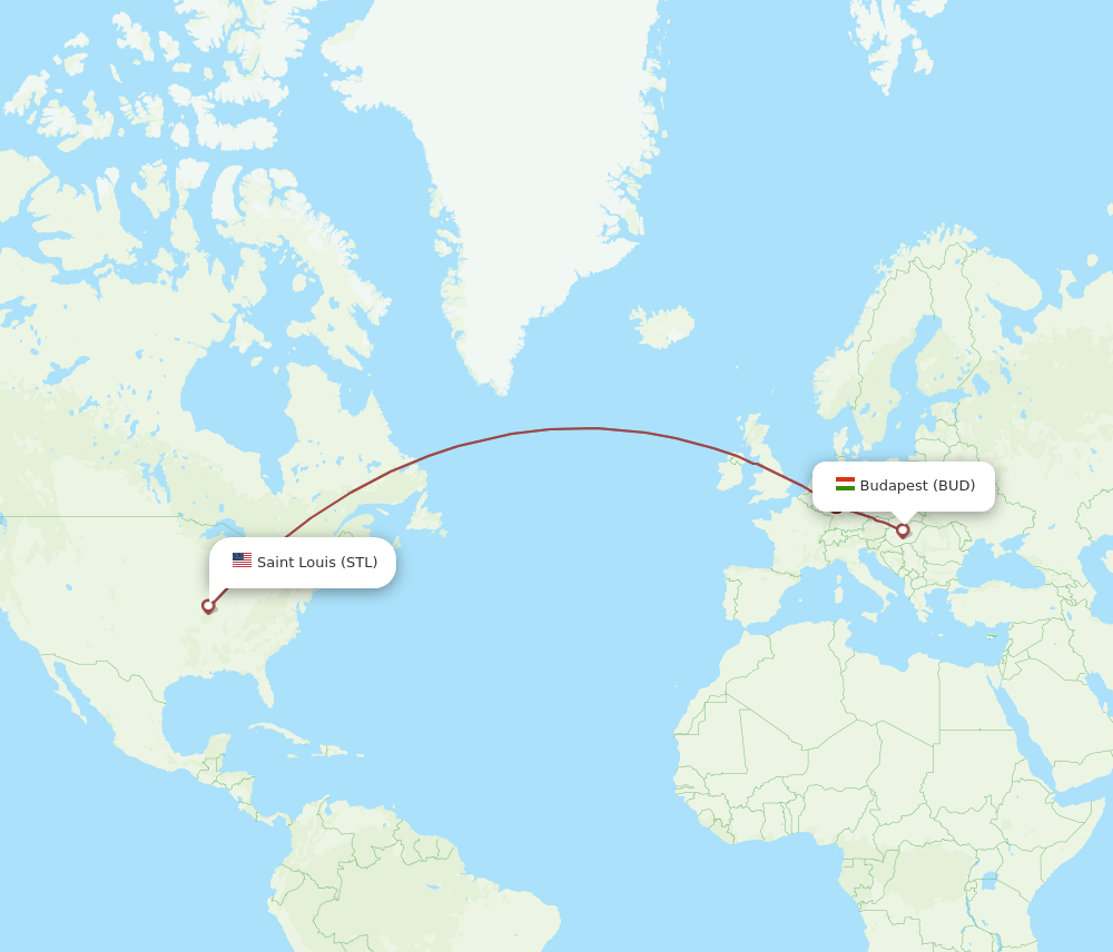 STL-BUD flight routes