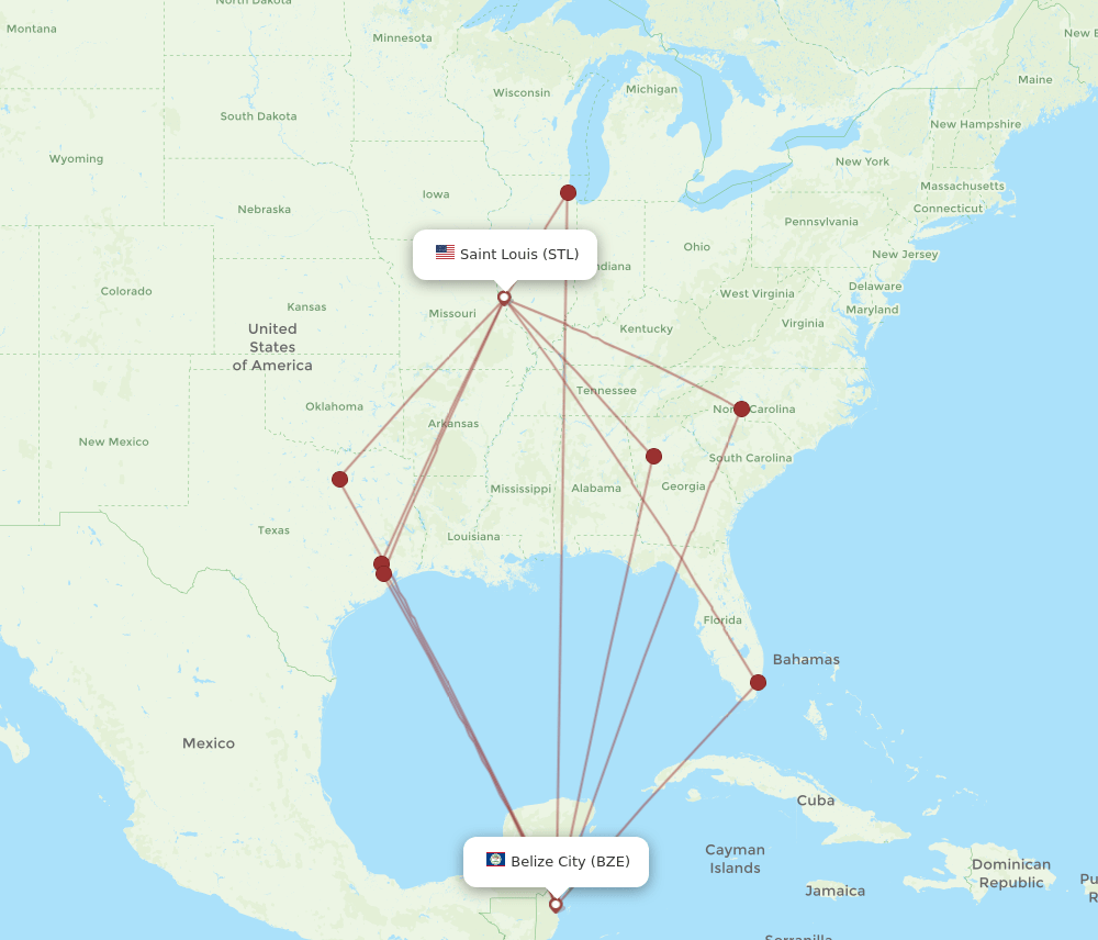 STL-BZE flight routes