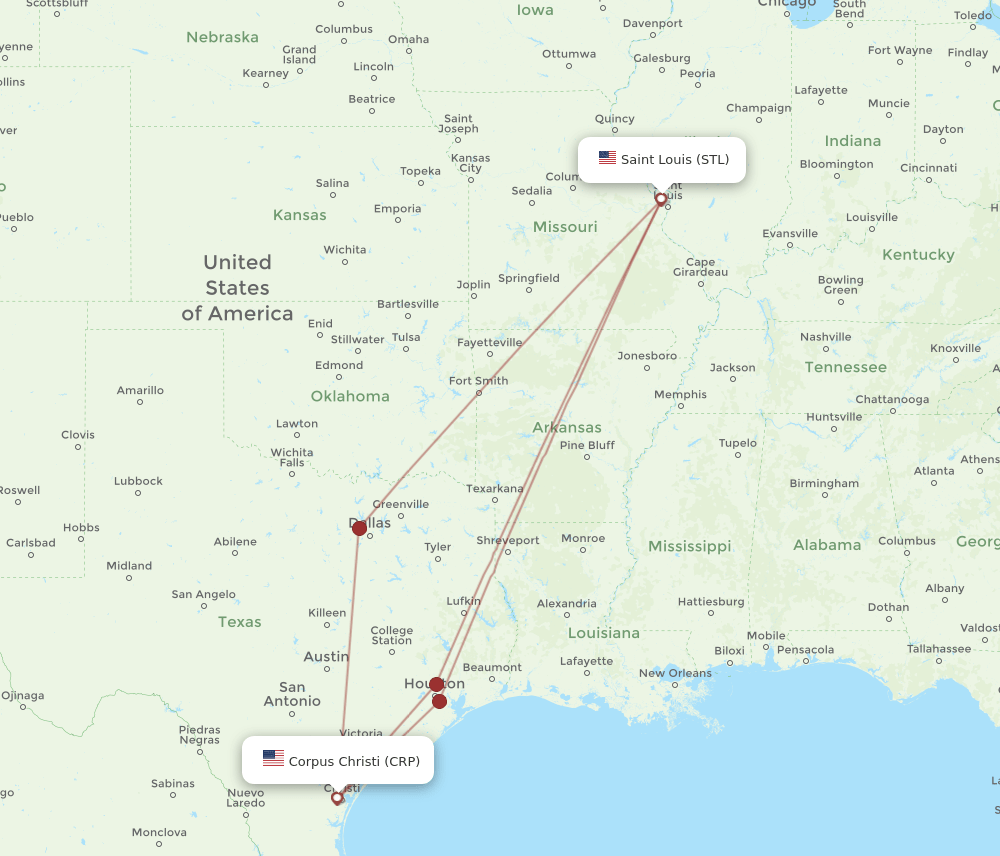 STL-CRP flight routes