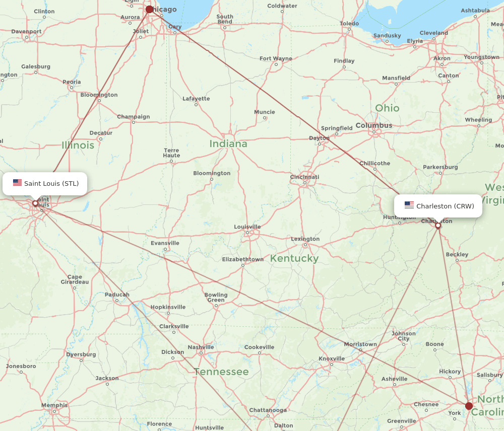 STL-CRW flight routes