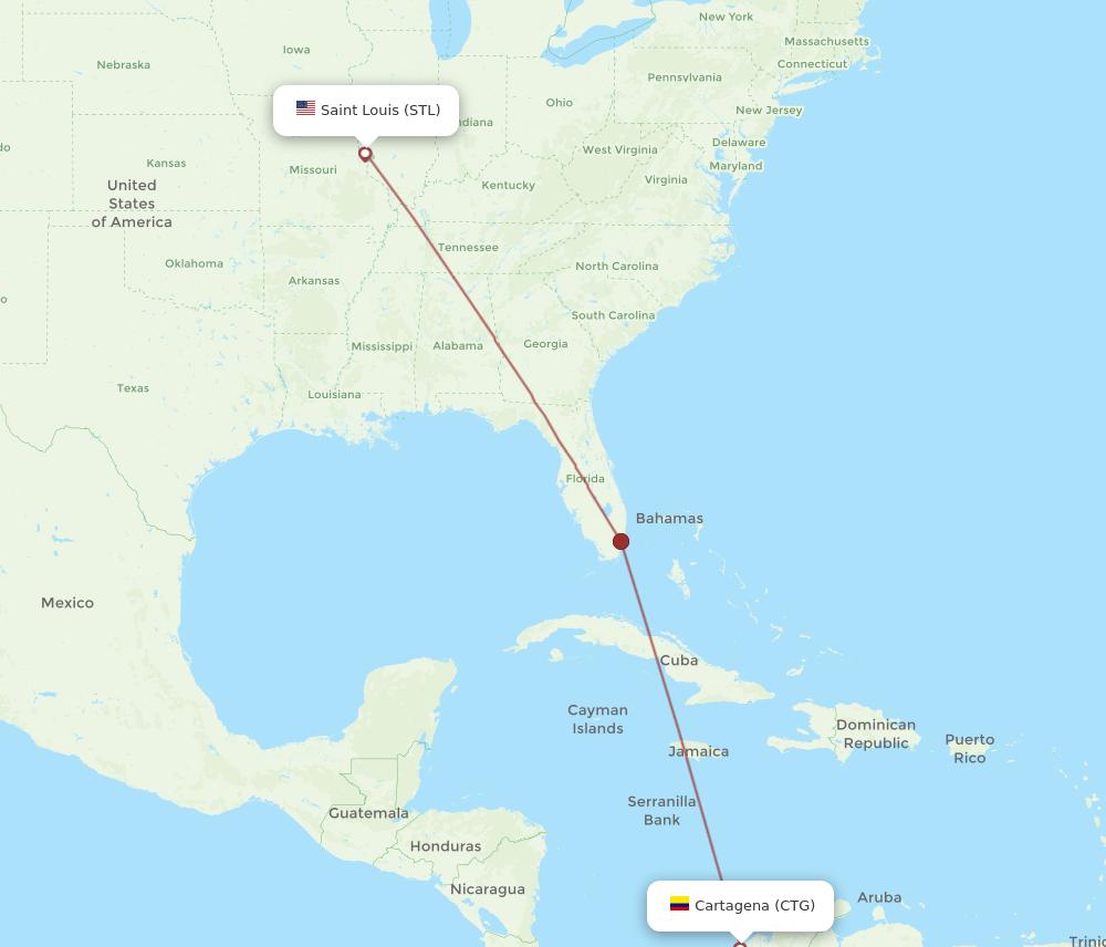 STL-CTG flight routes