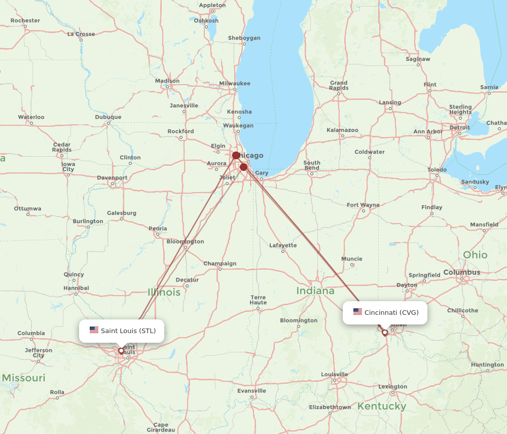 STL-CVG flight routes