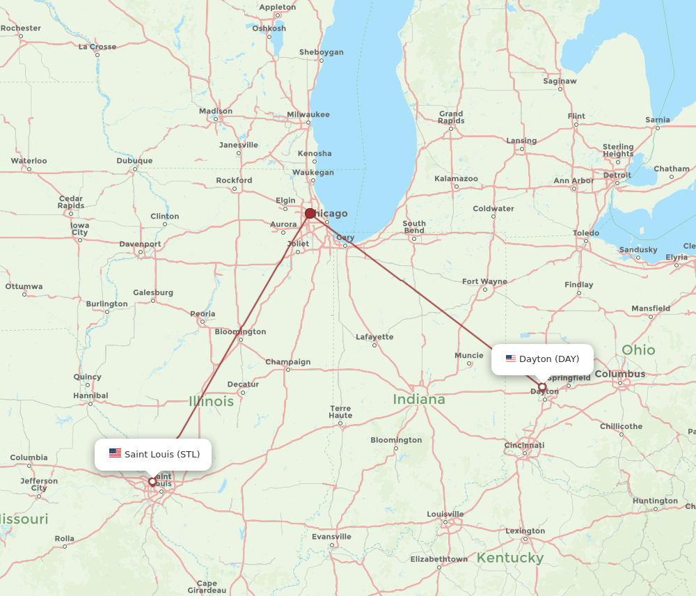 STL-DAY flight routes