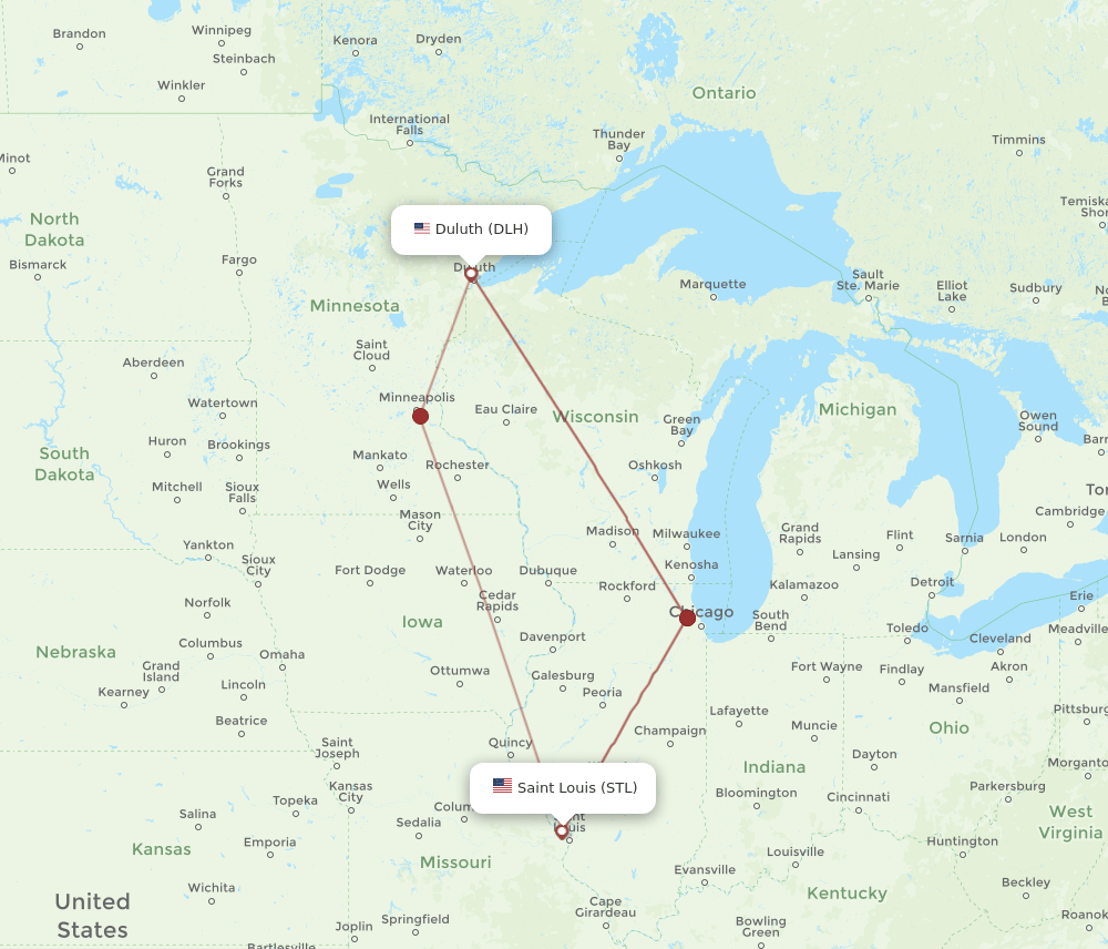 STL-DLH flight routes
