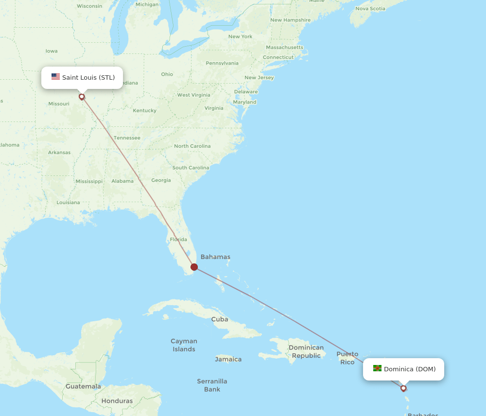 STL-DOM flight routes