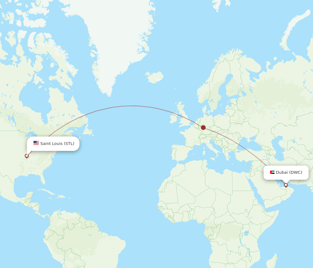 Saint Louis - Dubai route map and flight paths