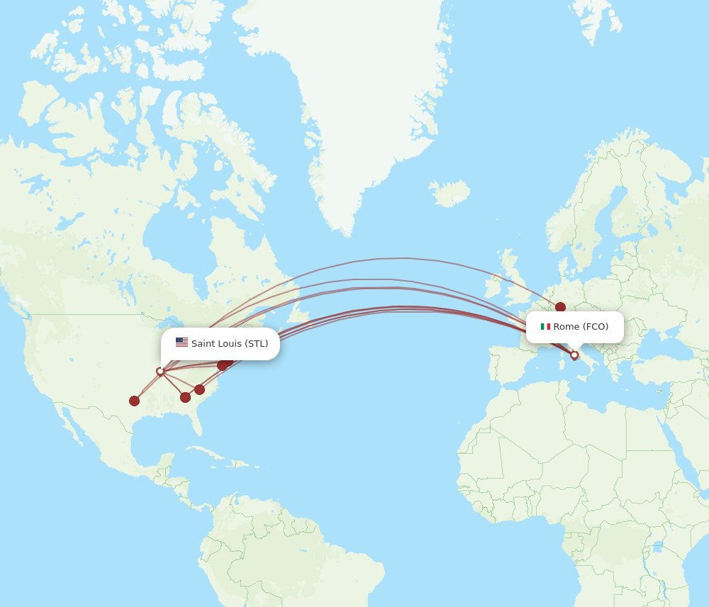 STL-FCO flight routes