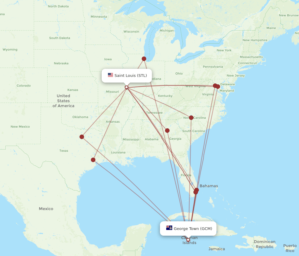 STL-GCM flight routes