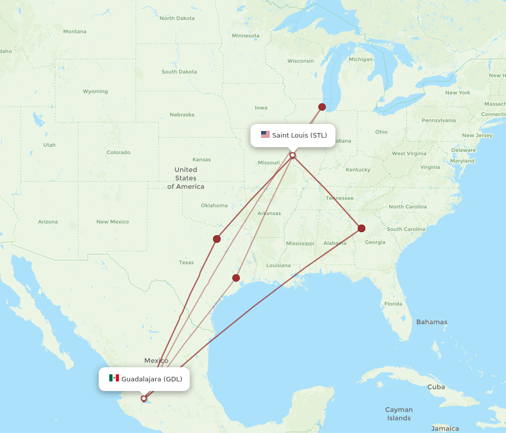 STL-GDL flight routes