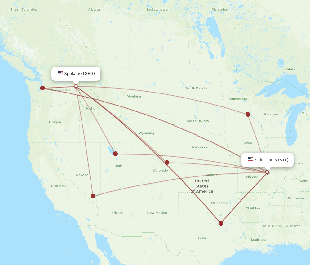 STL-GEG flight routes
