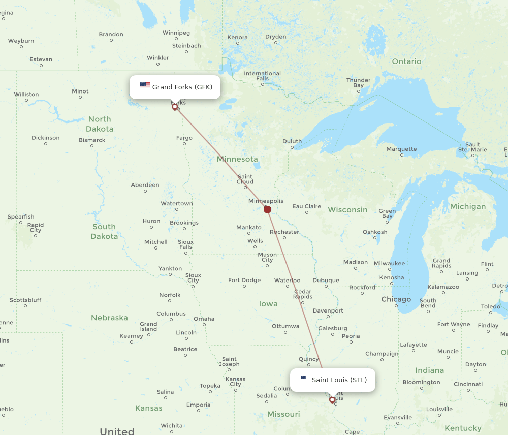 STL-GFK flight routes