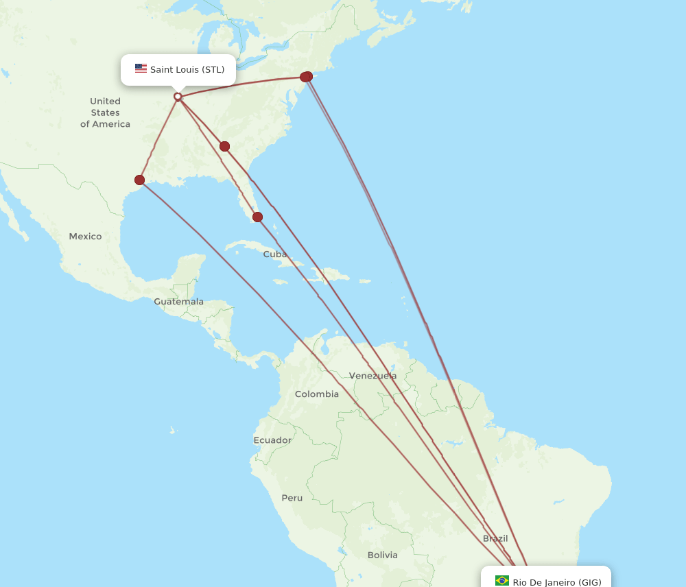 STL-GIG flight routes
