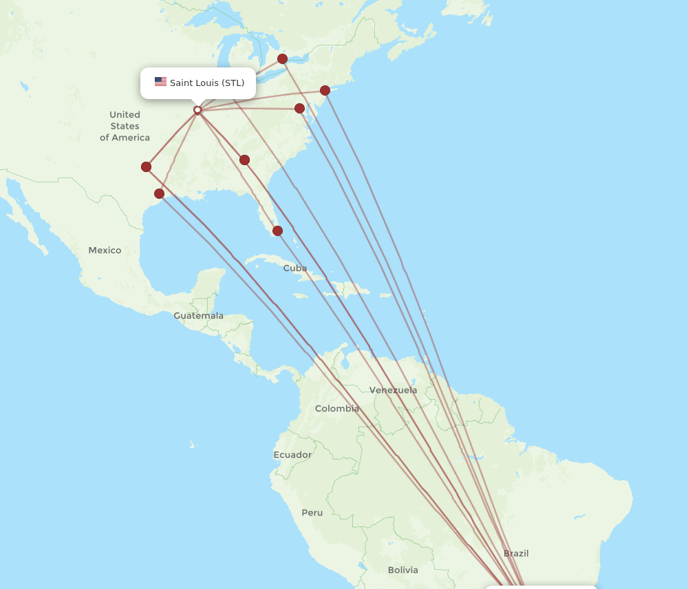 STL-GRU flight routes