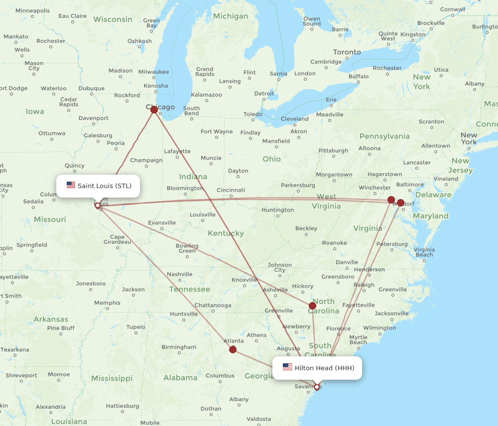 STL-HHH flight routes