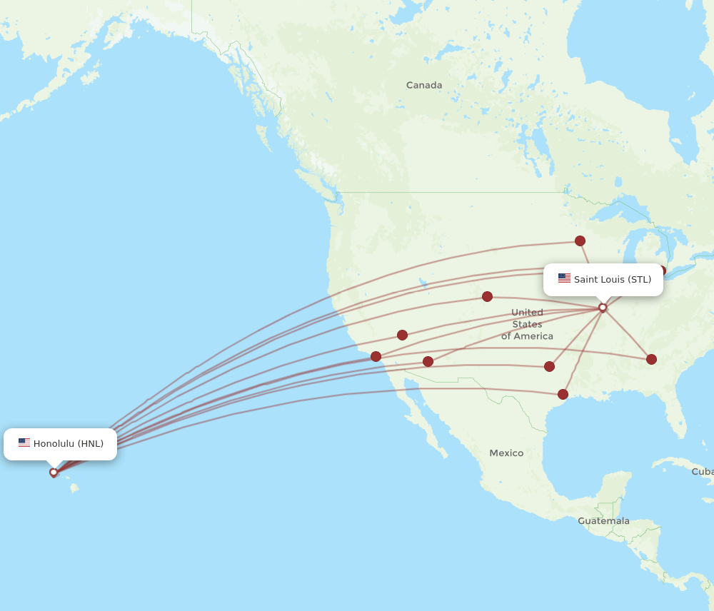 STL-HNL flight routes