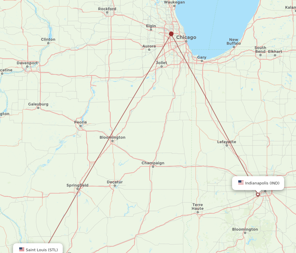 STL-IND flight routes