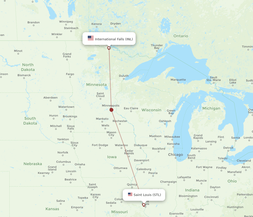 STL-INL flight routes