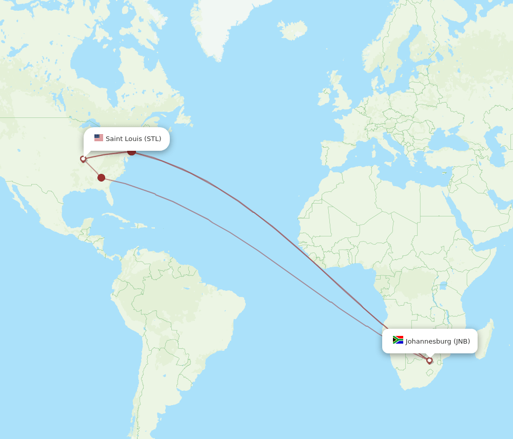 STL-JNB flight routes
