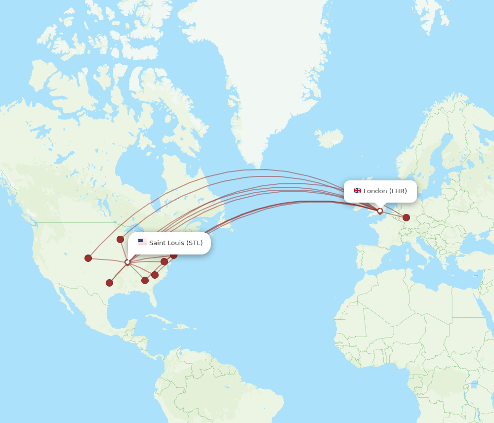 STL-LHR flight routes