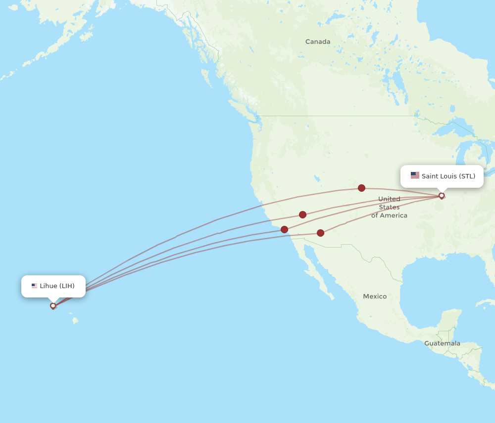 STL-LIH flight routes