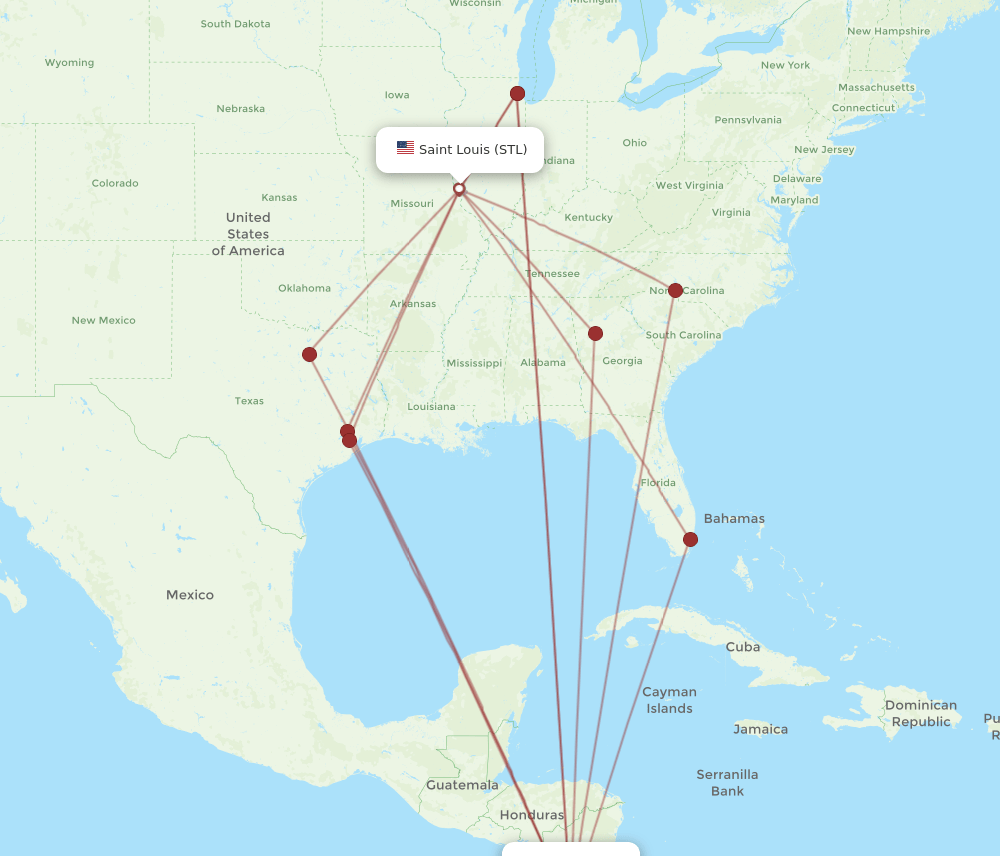 STL-LIR flight routes