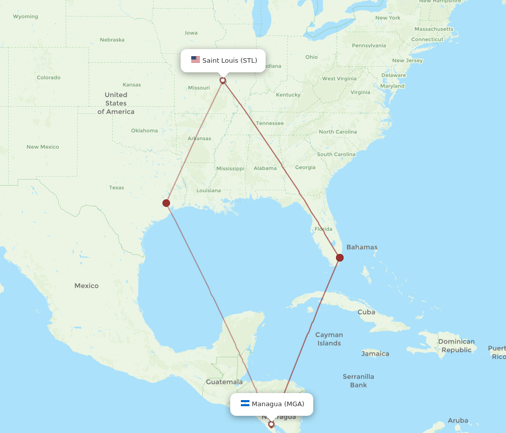 STL-MGA flight routes