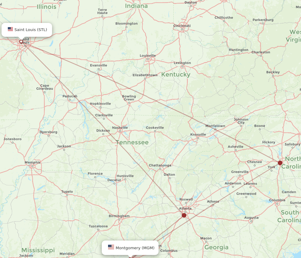 STL-MGM flight routes