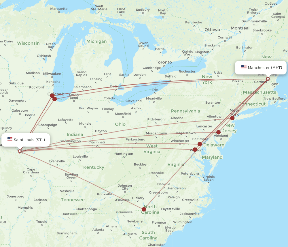 STL-MHT flight routes