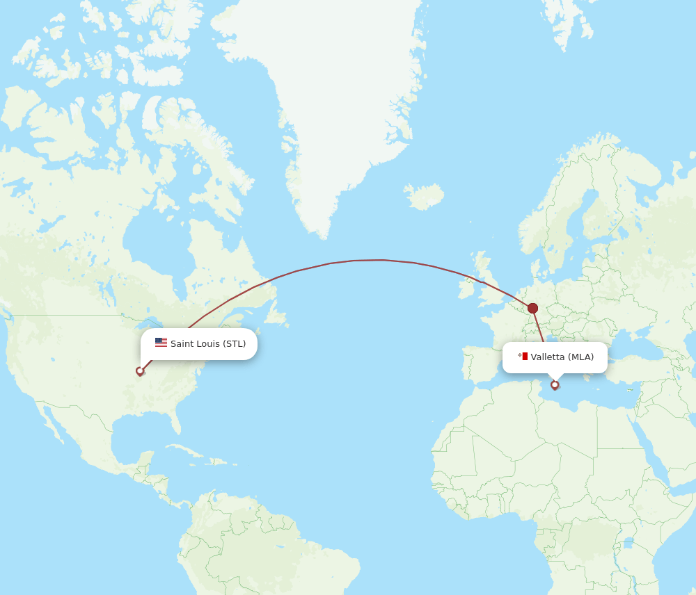 STL-MLA flight routes