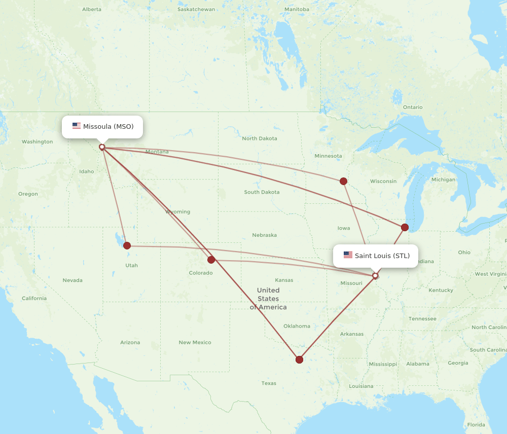 STL-MSO flight routes