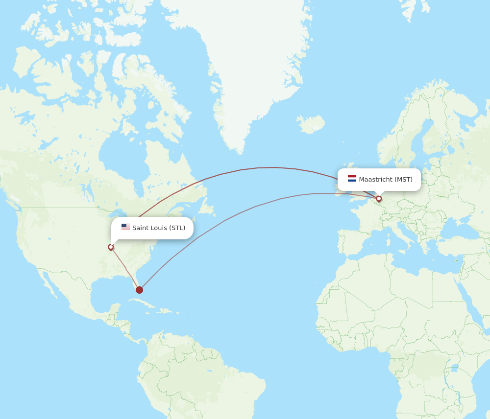 STL-MST flight routes