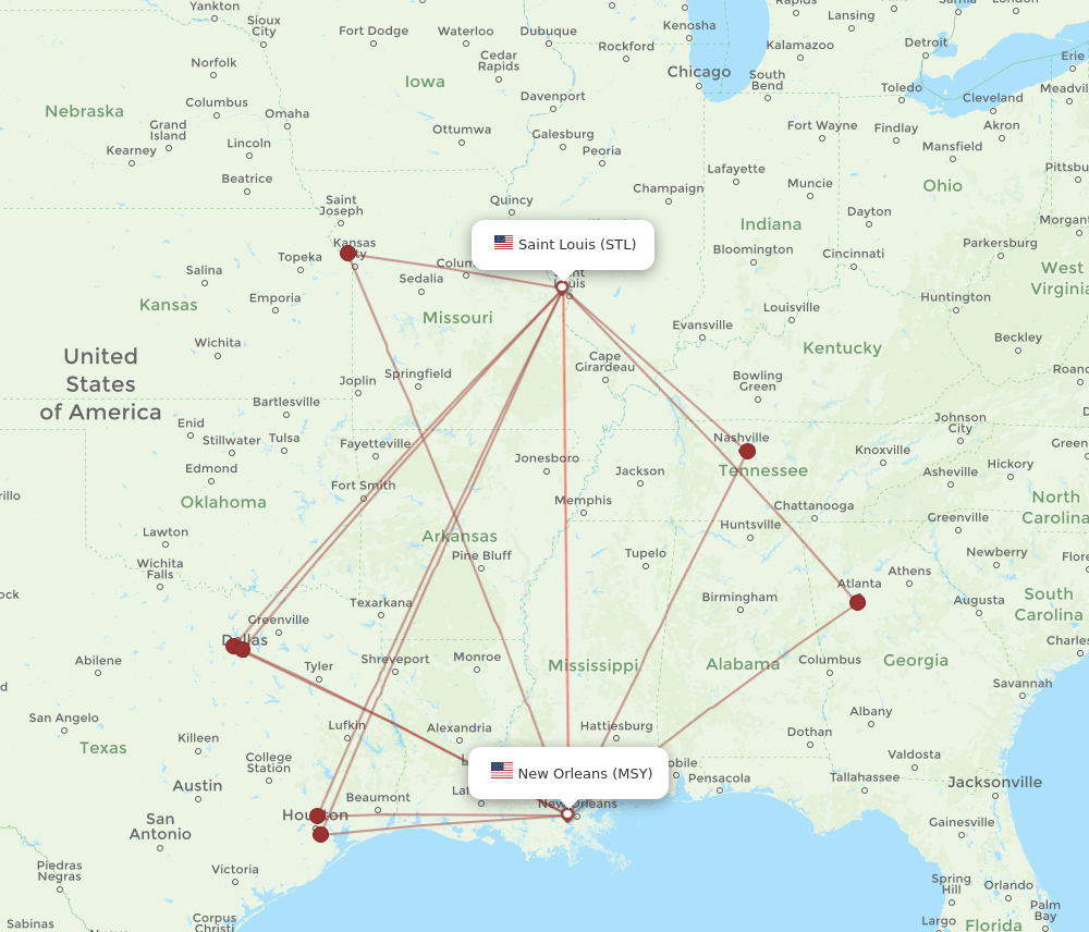 STL-MSY flight routes