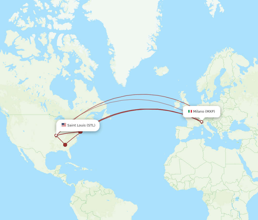 STL-MXP flight routes