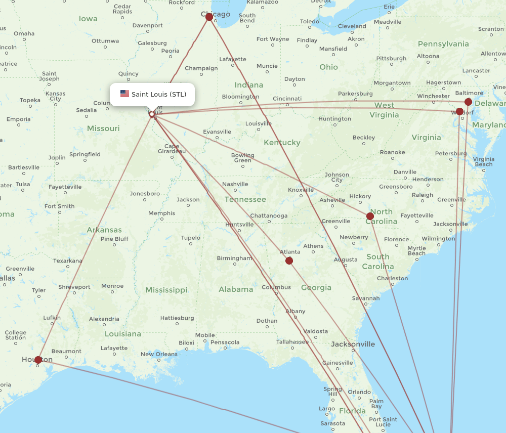 STL-NAS flight routes