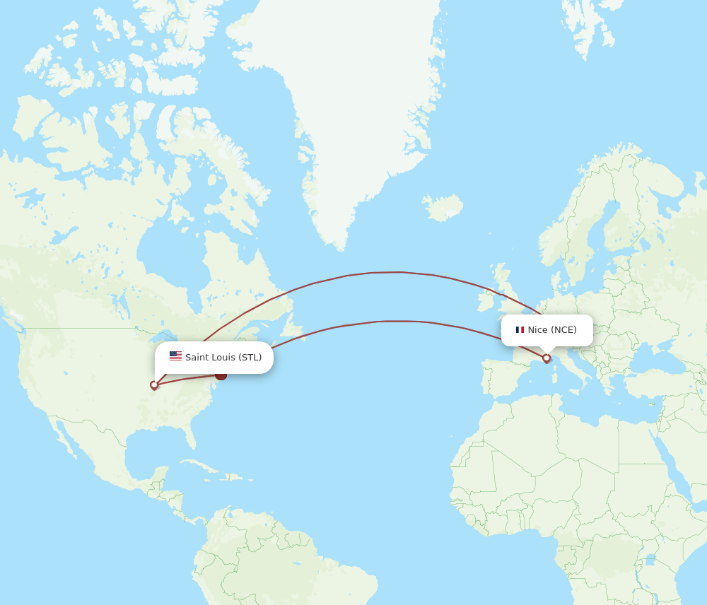 STL-NCE flight routes