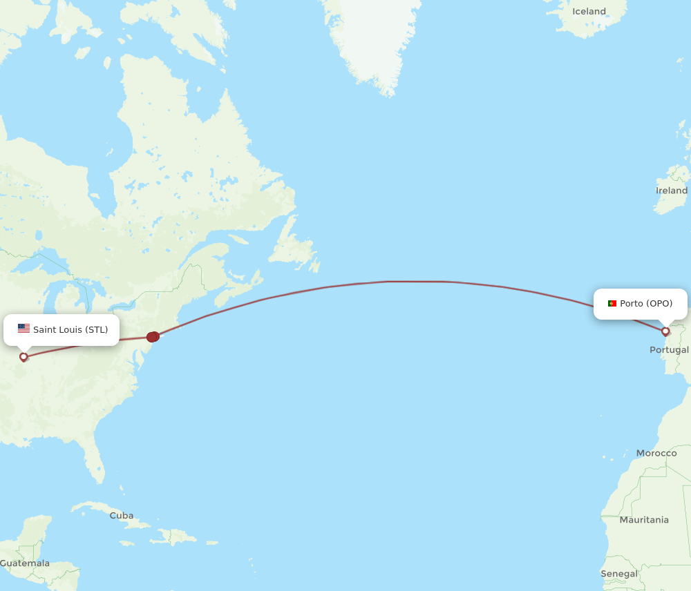 STL-OPO flight routes