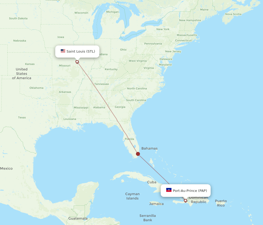 Saint Louis - Port-au-Prince route map and flight paths