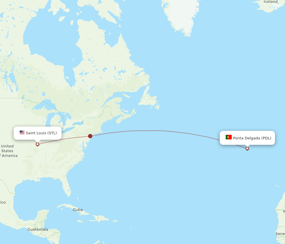 STL to PDL flights and routes map