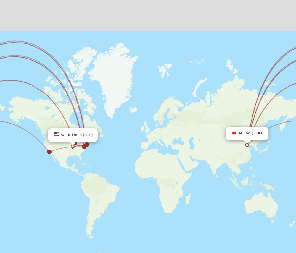 STL-PEK flight routes