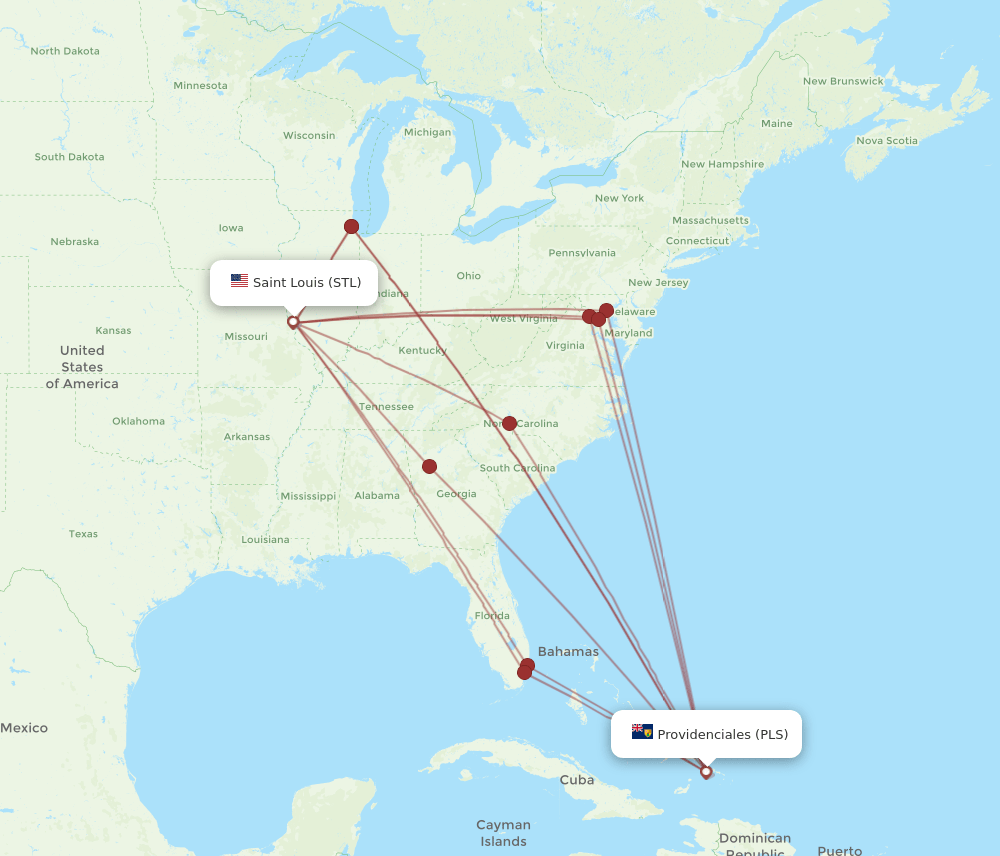 STL-PLS flight routes