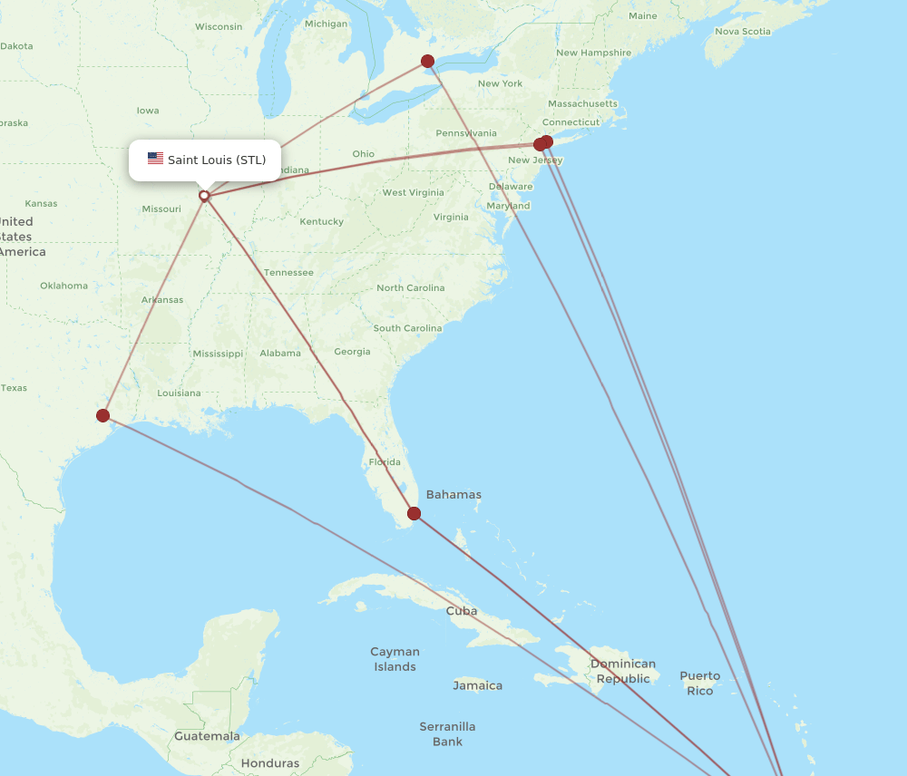 STL-POS flight routes
