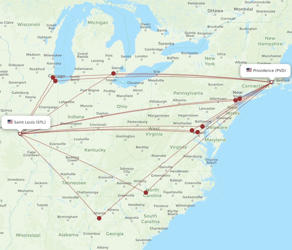 STL-PVD flight routes