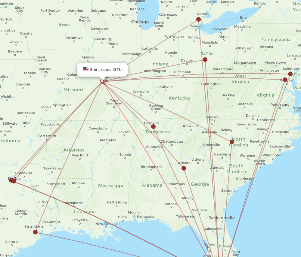 STL to RSW flights and routes map