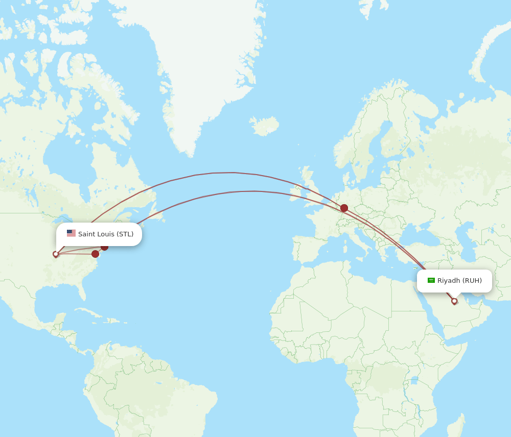 STL-RUH flight routes