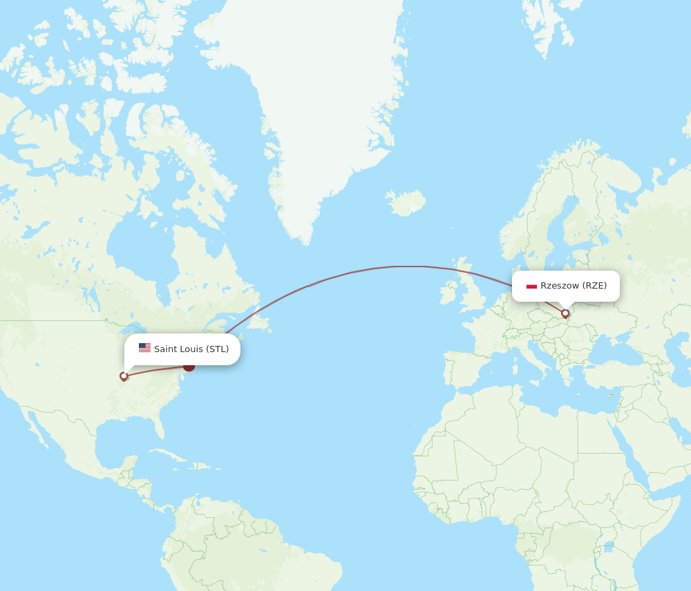 Rzeszow - Saint Louis route map and flight paths