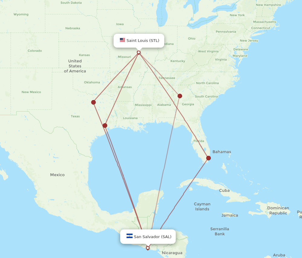 STL-SAL flight routes
