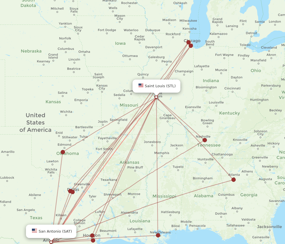 STL-SAT flight routes