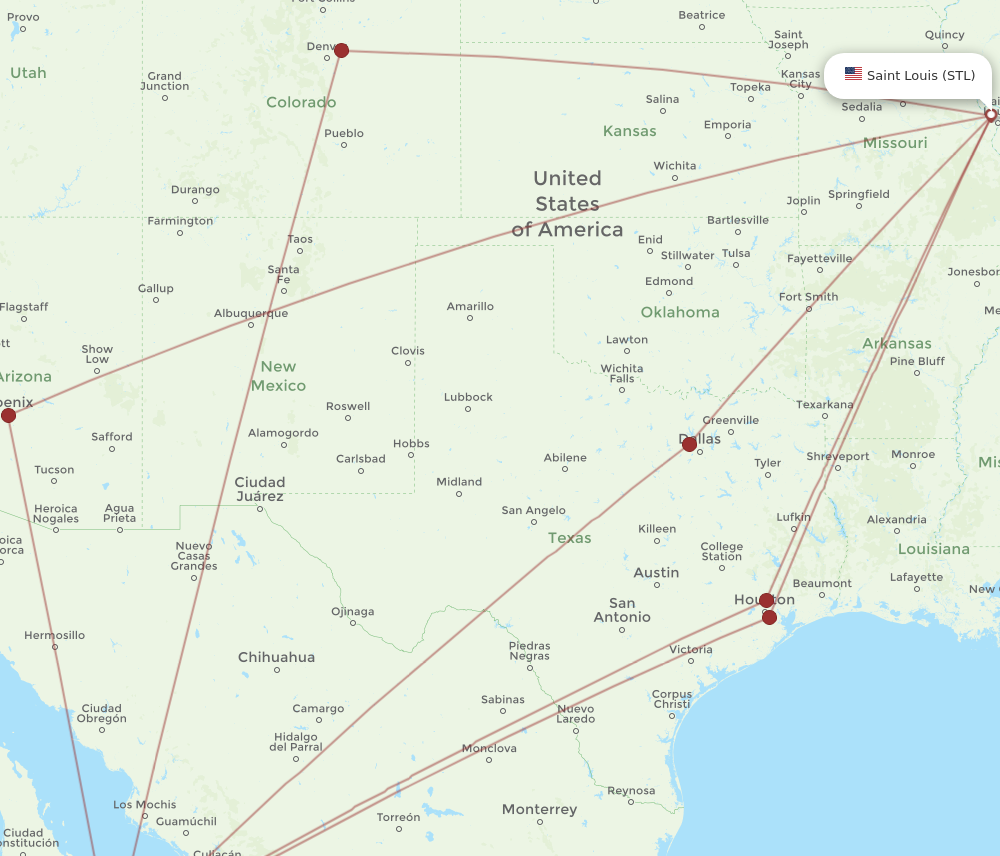 STL to SJD flights and routes map